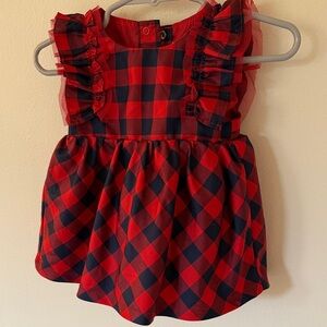 Cat & Jack Red and Blue Plaid Baby Outfit
